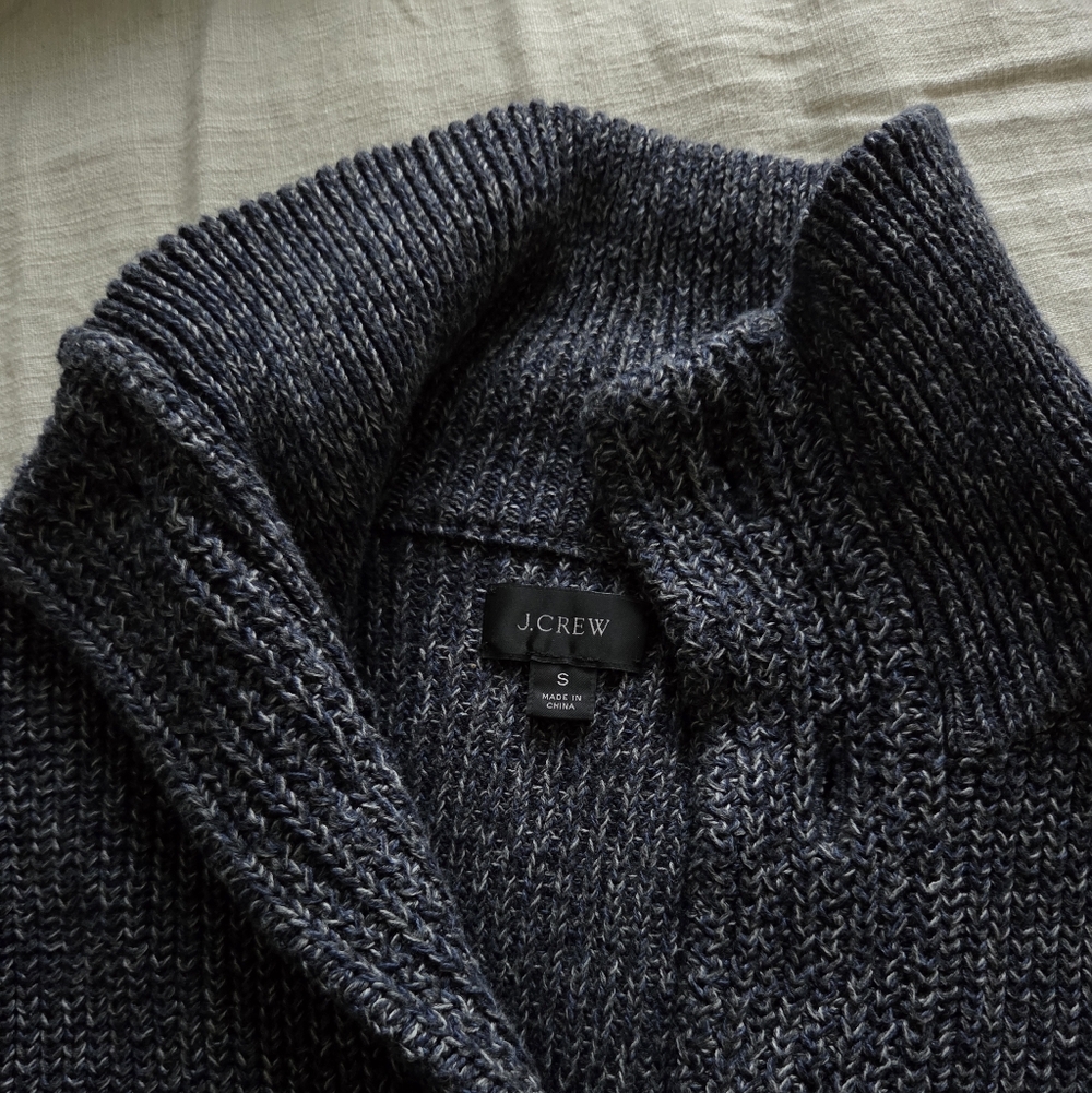 J. Crew Marble Navy Mock Neck Cardigan - S (New w/o Tags)